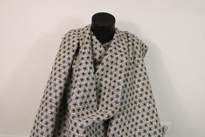 Tissu brocart double face - écru, noir et bleu - photo 7/8 | So Tissus