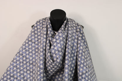 Tissu brocart double face - écru, noir et bleu - photo 8/8 | So Tissus