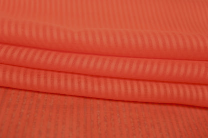 Tissu voile de coton - à rayures - orange vif - photo 2/4 | So Tissus