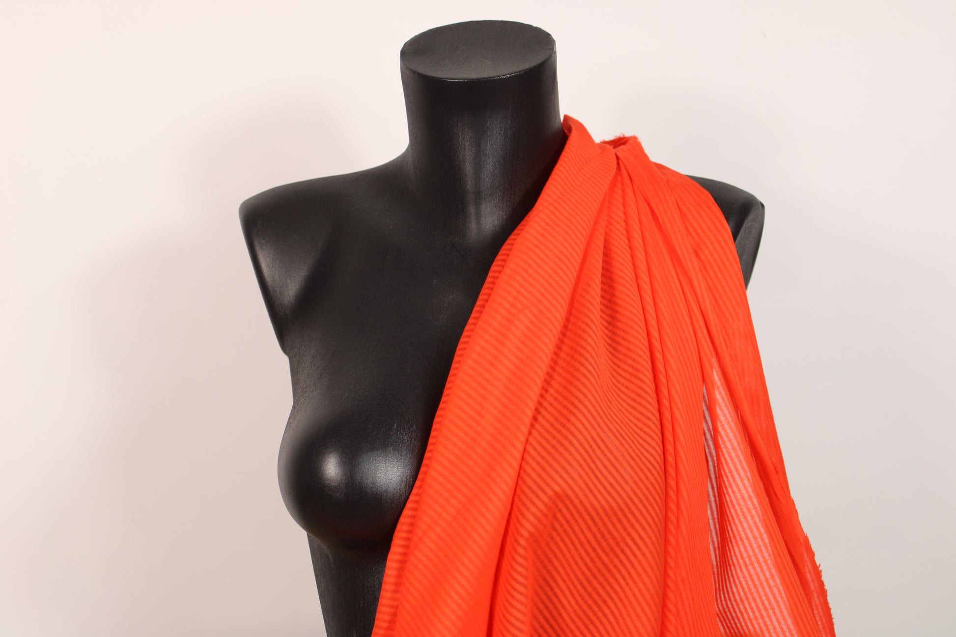 Tissu voile de coton - à rayures - orange vif - photo 3/4 | So Tissus