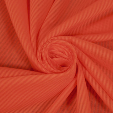 Tissu voile de coton - à rayures - orange vif