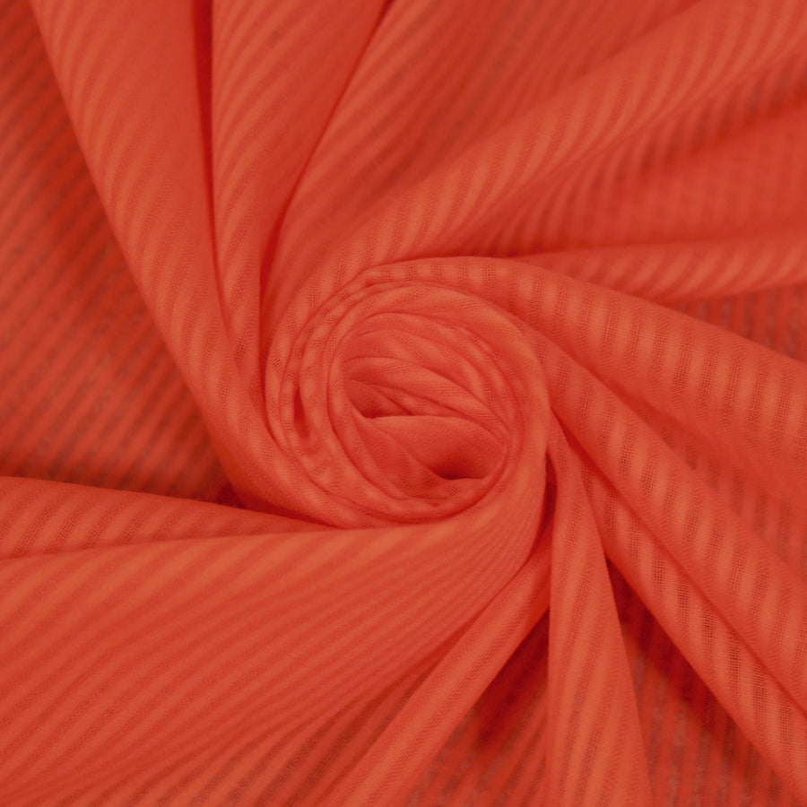 Tissu voile de coton - à rayures - orange vif