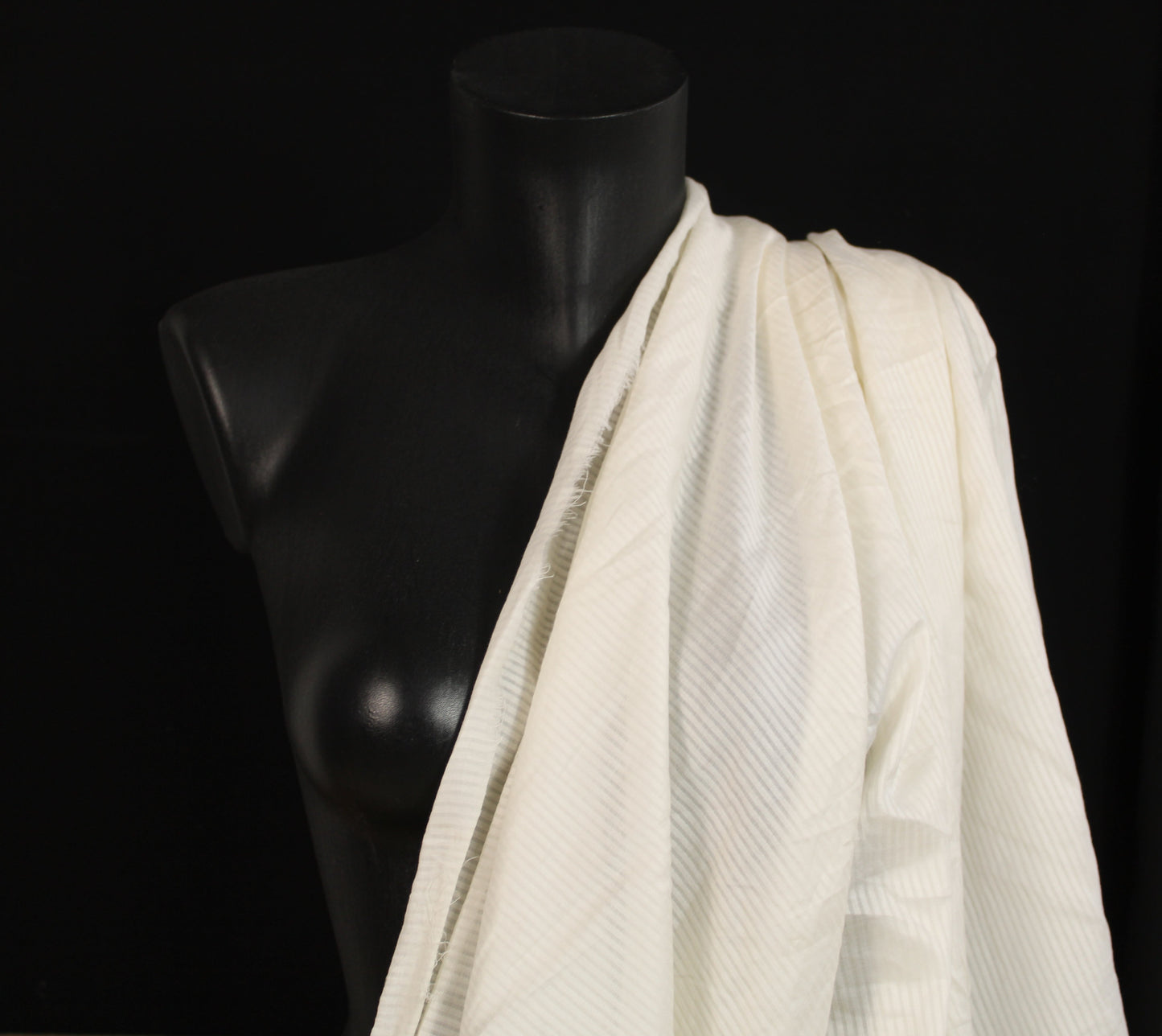 Tissu voile de coton - à rayures - écru - photo 3/4 | So Tissus