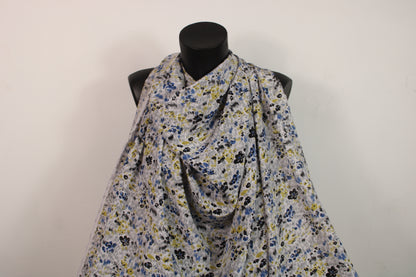 Tissu crêpe de chine 100% soie - imprimé champ de fleurs - ton gris - photo 4/5 | So Tissus