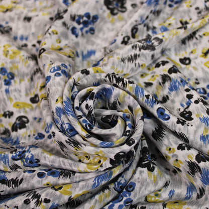 Tissu crêpe de chine 100% soie - imprimé champ de fleurs - ton gris - photo 1/5 | So Tissus