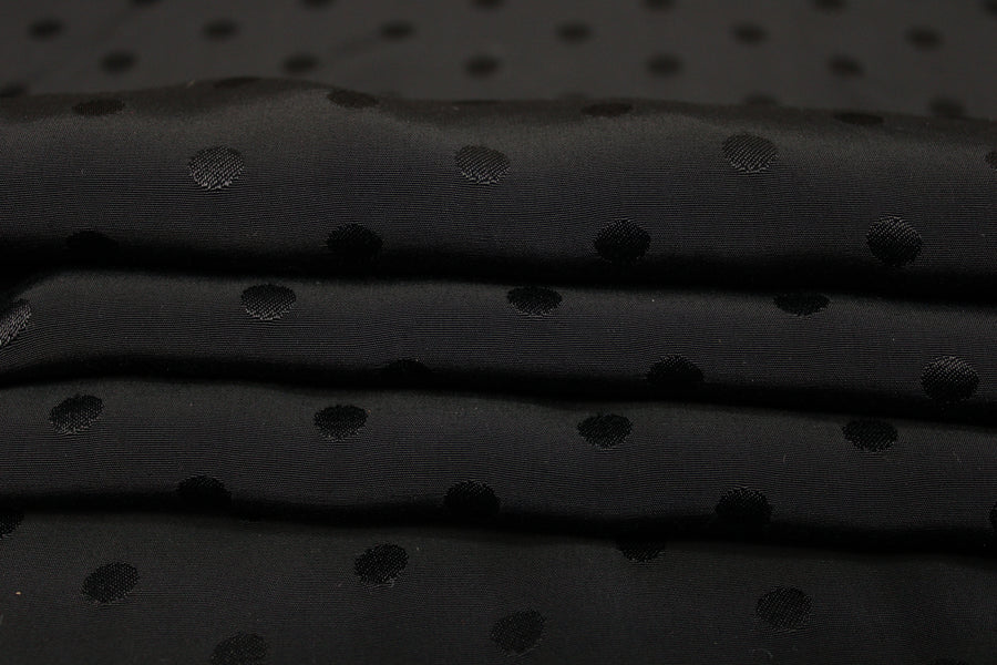 Tissu crêpe viscose - à pois - noir