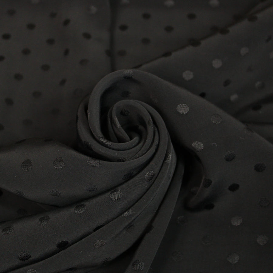 Tissu crêpe viscose - à pois - noir