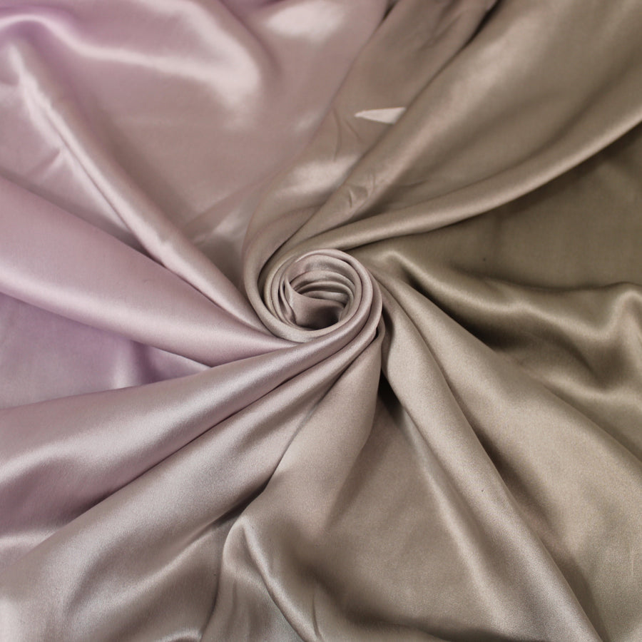 Tissu satin de soie - imprimé dégradé - gris et lilas