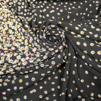 Tissu crêpe - imprimé marguerite - noir et multicolore - photo 1/5 | So Tissus