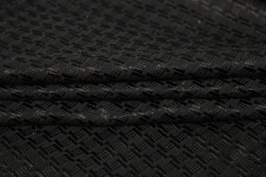 Tissu jacquard coton et soie - motif géométrique - noir - photo 2/4 | So Tissus