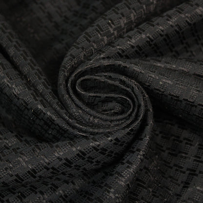 Tissu jacquard coton et soie - motif géométrique - noir - photo 1/4 | So Tissus