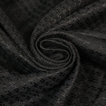 Tissu jacquard coton et soie - motif géométrique - noir