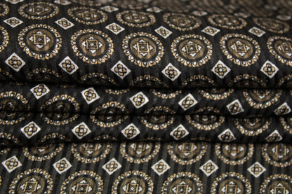 Tissu mousseline de soie - à rayures et motif baroque - ton noir - photo 2/4 | So Tissus
