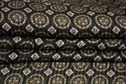Tissu mousseline de soie - à rayures et motif baroque - ton noir - photo 2/4 | So Tissus