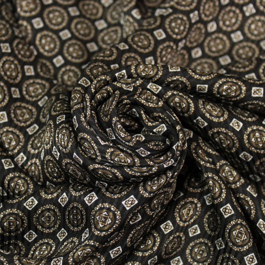 Tissu mousseline de soie - à rayures et motif baroque - ton noir - photo 1/4 | So Tissus