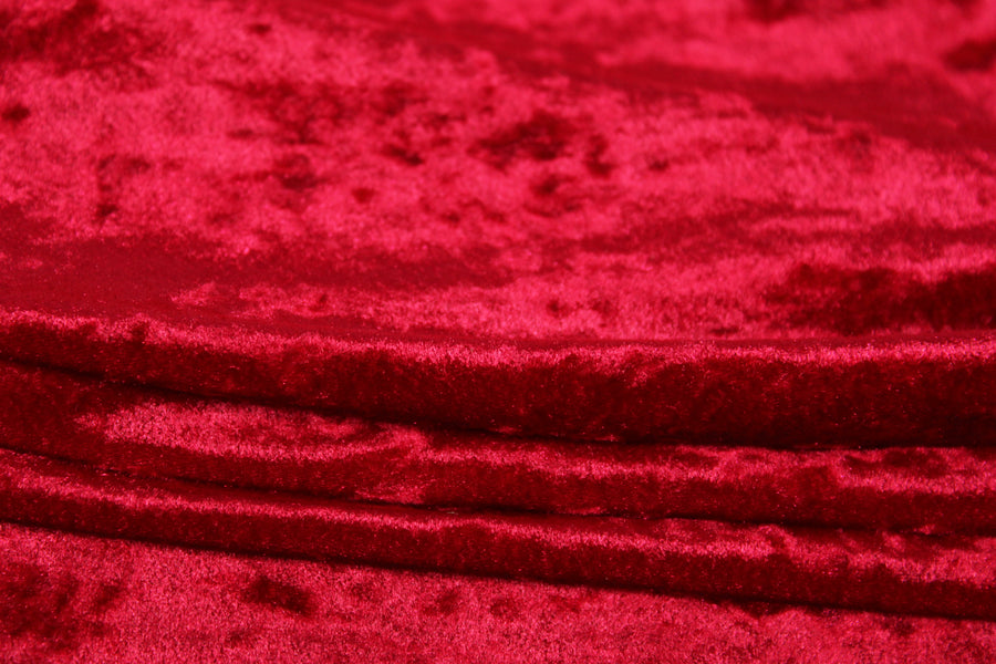 Tissu maille velours frappé - rouge théâtre