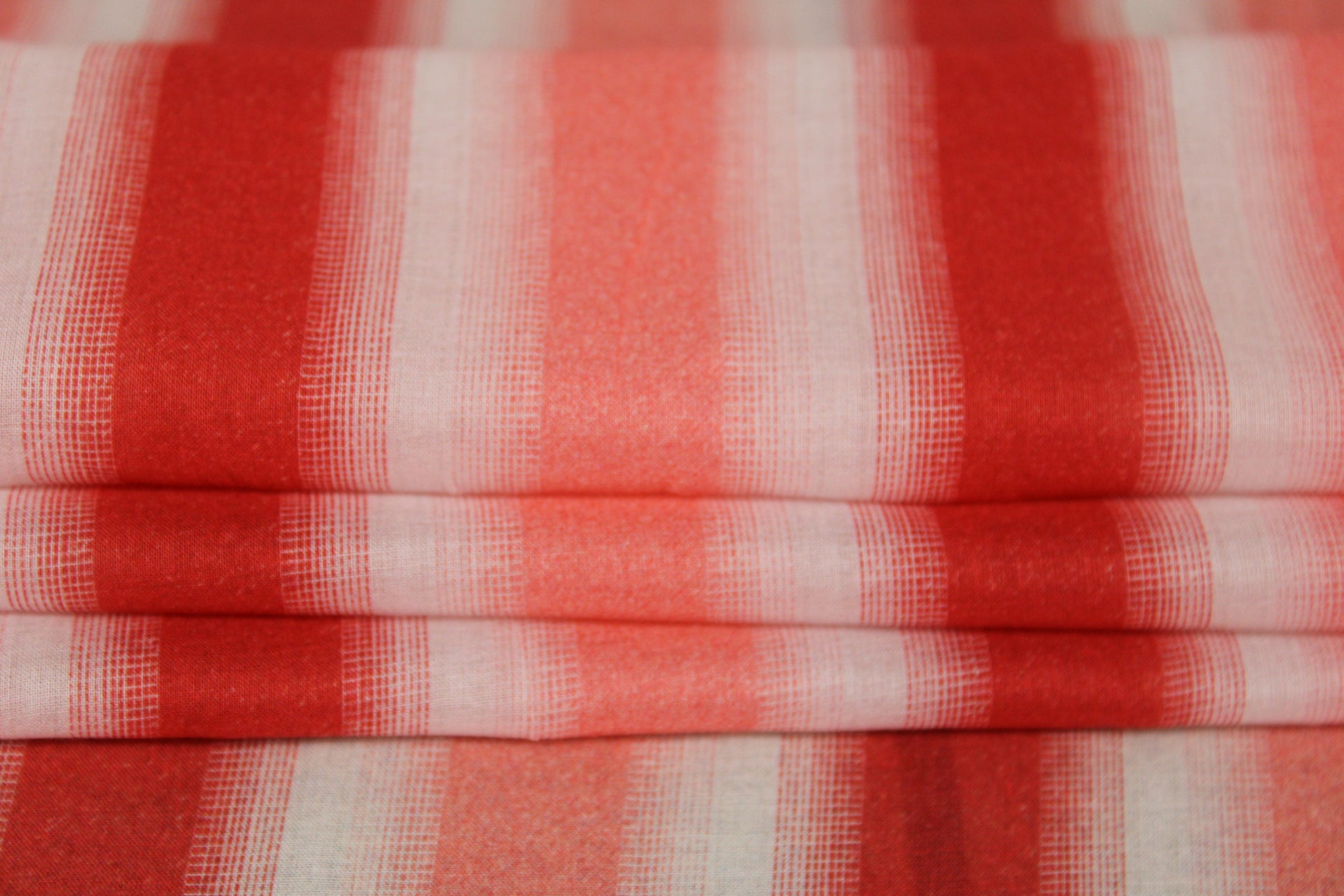 Tissu voile de coton - imprimé rayé - ton orange - photo 2/5 | So Tissus