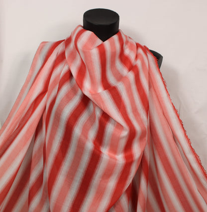 Tissu voile de coton - imprimé rayé - ton orange - photo 4/5 | So Tissus