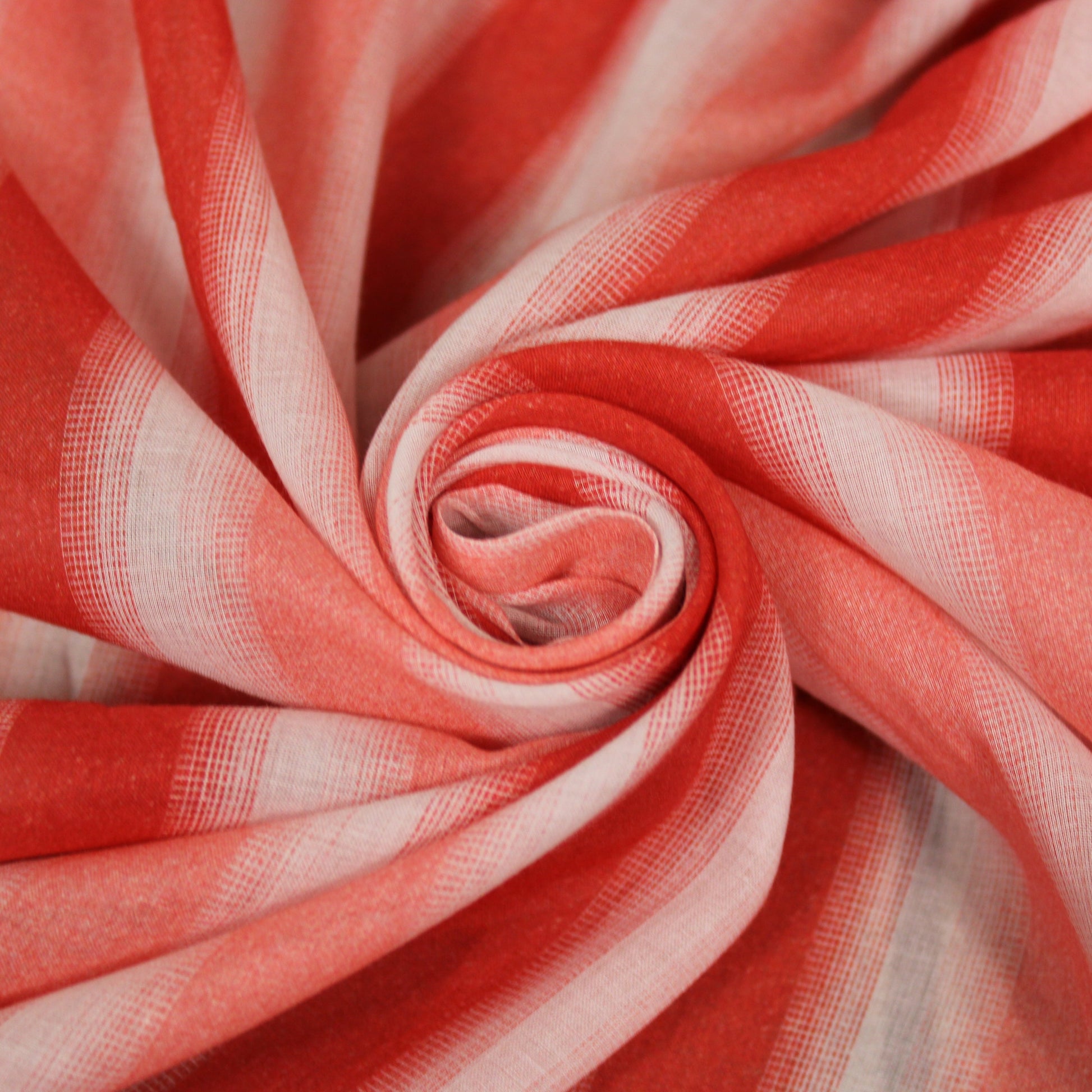 Tissu voile de coton - imprimé rayé - ton orange - photo 1/5 | So Tissus