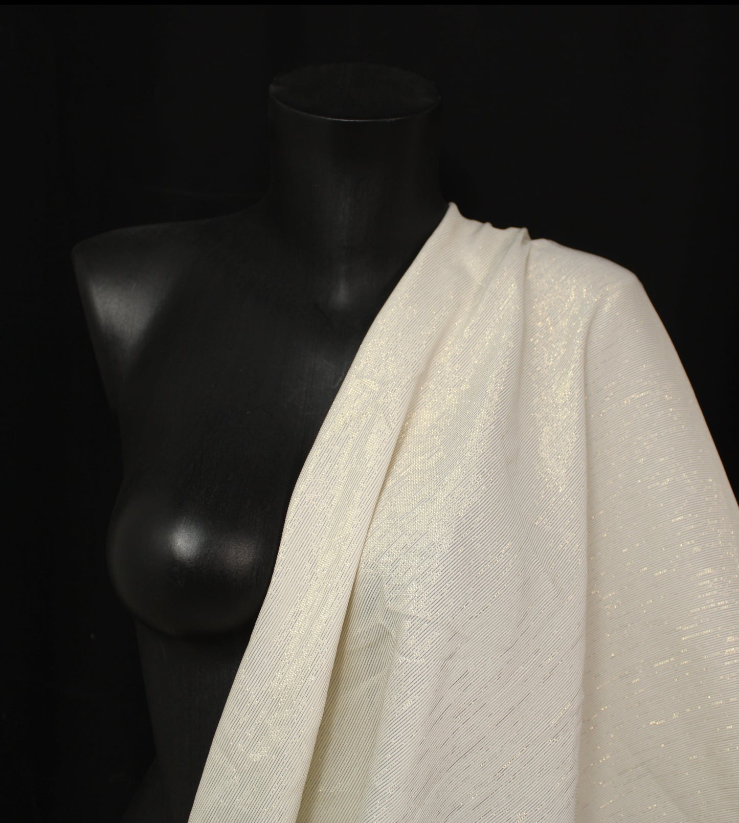 Tissu soie - à rayures - blanc et doré - photo 3/4 | So Tissus
