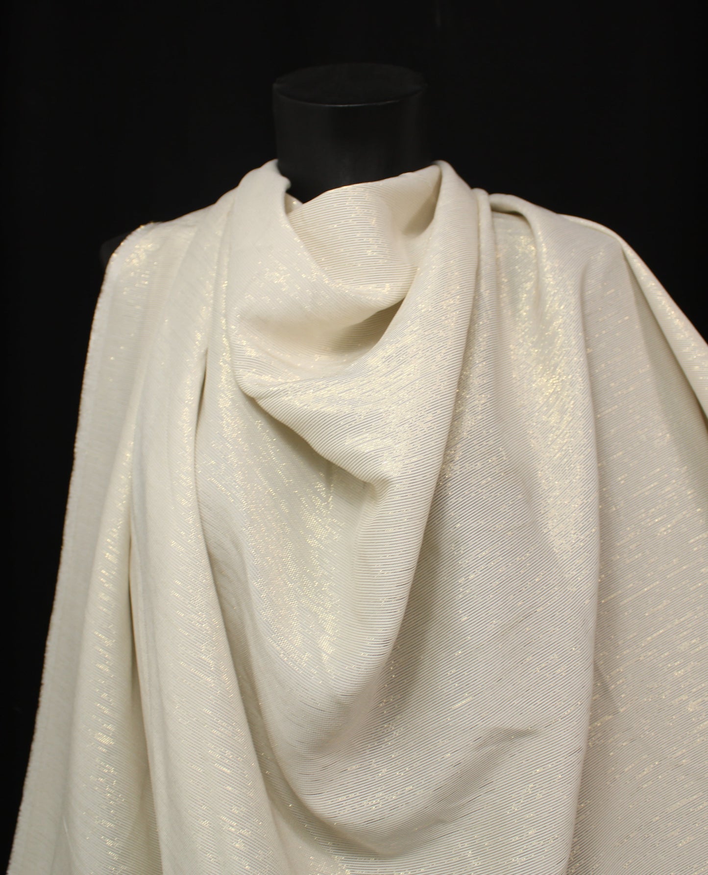 Tissu soie - à rayures - blanc et doré - photo 4/4 | So Tissus
