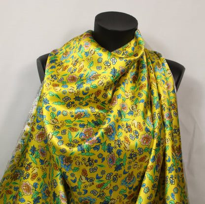 Tissu satin - imprimé fleuri - ton jaune - photo 4/5 | So Tissus