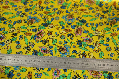 Tissu satin - imprimé fleuri - ton jaune - photo 5/5 | So Tissus