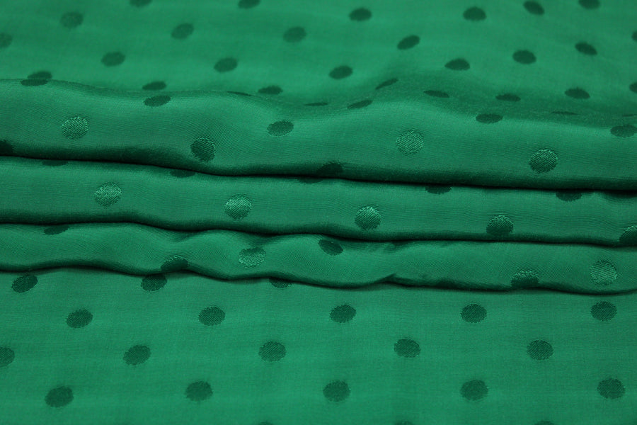 Tissu crêpe viscose - à pois - vert prairie