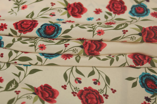 Tissu viscose - imprimé fleuri - ton nude - photo 2/5 | So Tissus