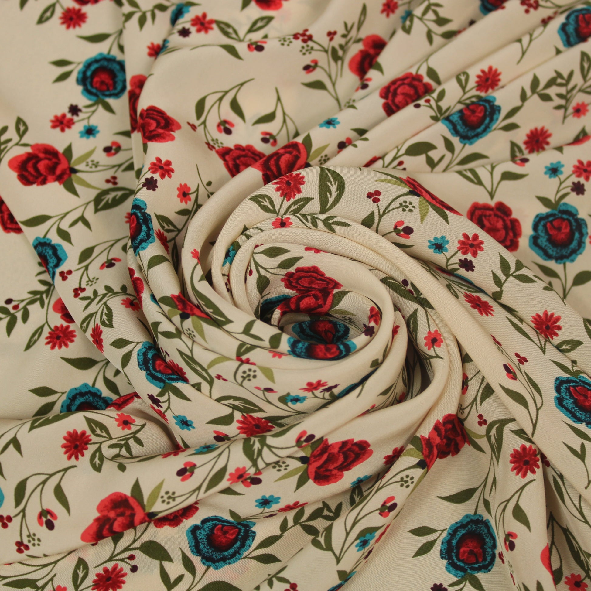 Tissu viscose - imprimé fleuri - ton nude - photo 1/5 | So Tissus