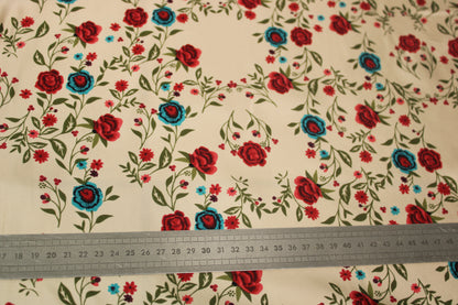 Tissu twill de soie - imprimé fleurs multicolore - ton nude - photo 3/5 | So Tissus