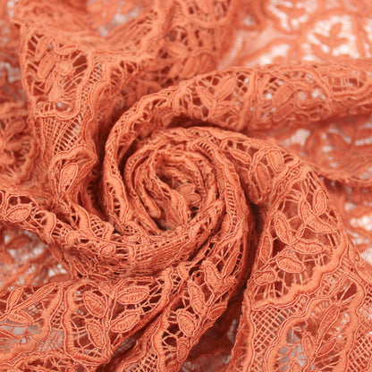 Tissu guipure - motif feuilles - terracotta - photo 1/5 | So Tissus