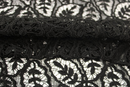 Tissu guipure - motif feuilles - noir - photo 2/4 | So Tissus
