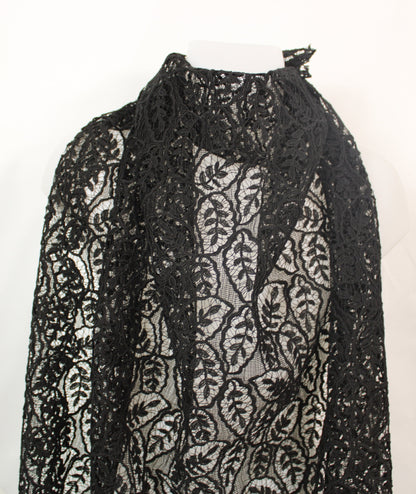 Tissu guipure - motif feuilles - noir - photo 3/4 | So Tissus