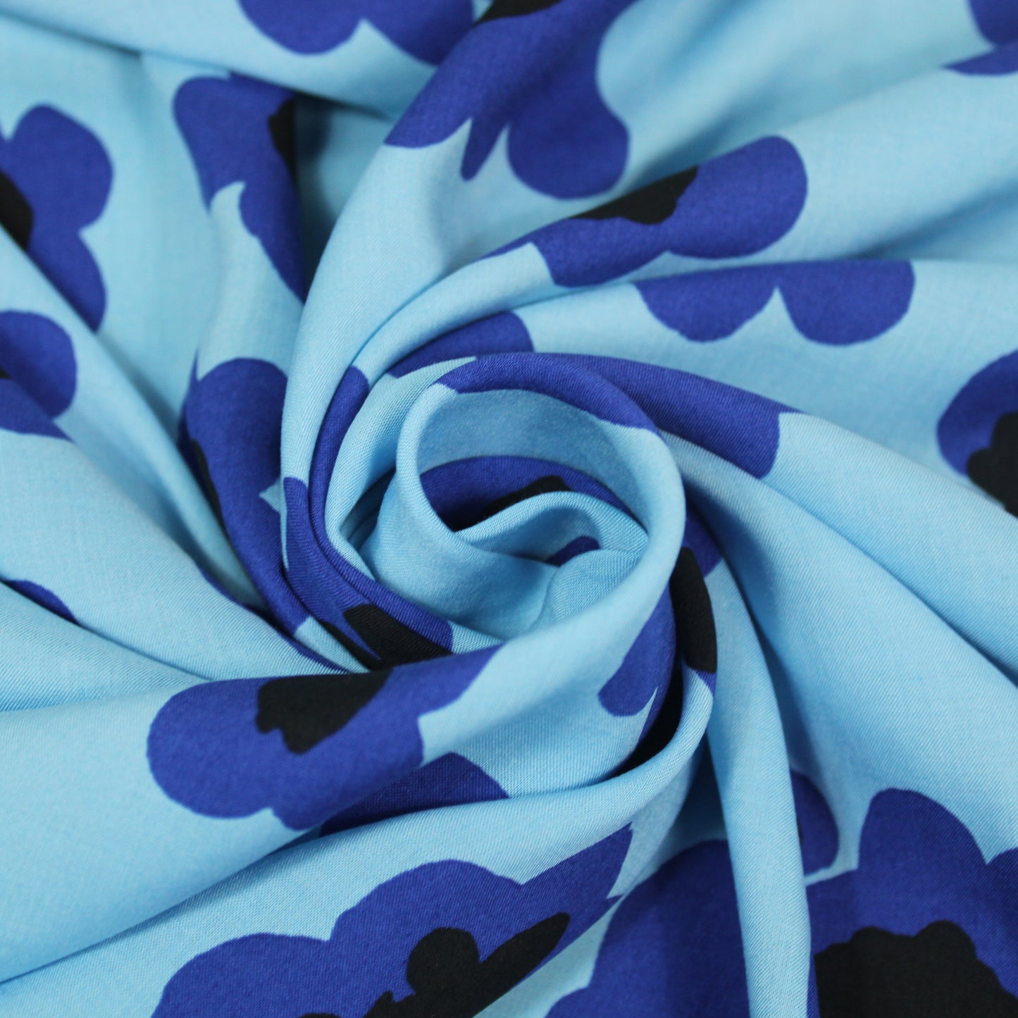 Tissu javanaise de viscose - imprimé fleurs abstraites - ton bleu - photo 1/5 | So Tissus