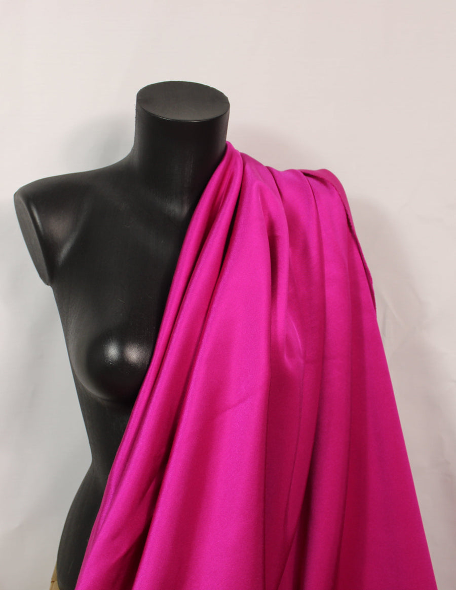 Tissu crêpe de laine stretch - fuchsia