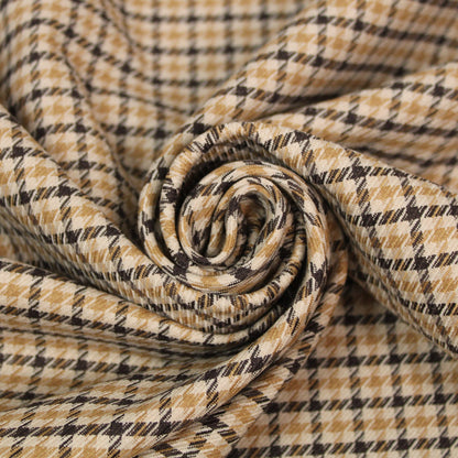 Tissu crêpe de laine stretch laine - pieds de poule - marron et beige clair - photo 1/5 | So Tissus