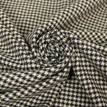 Tissu crêpe de laine stretch laine - pieds de poule - blanc et noir - photo 1/5 | So Tissus