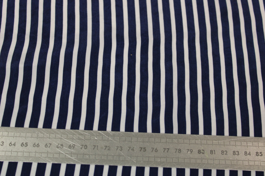 Tissu twill cupro - à rayure - bleu marine et blanche