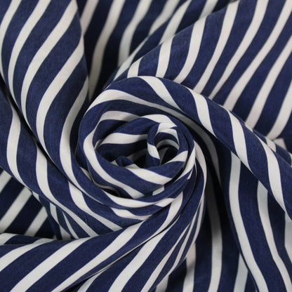 Tissu twill cupro - à rayure - bleu marine et blanche - photo 1/5 | So Tissus