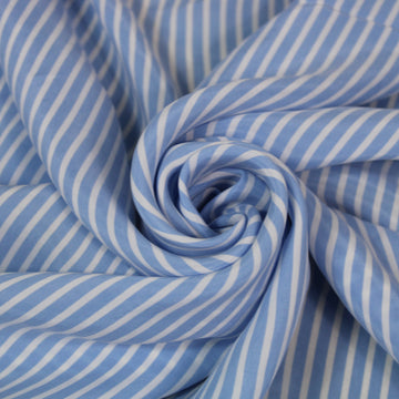 Tissu twill cupro - à rayure - bleu clair et blanche