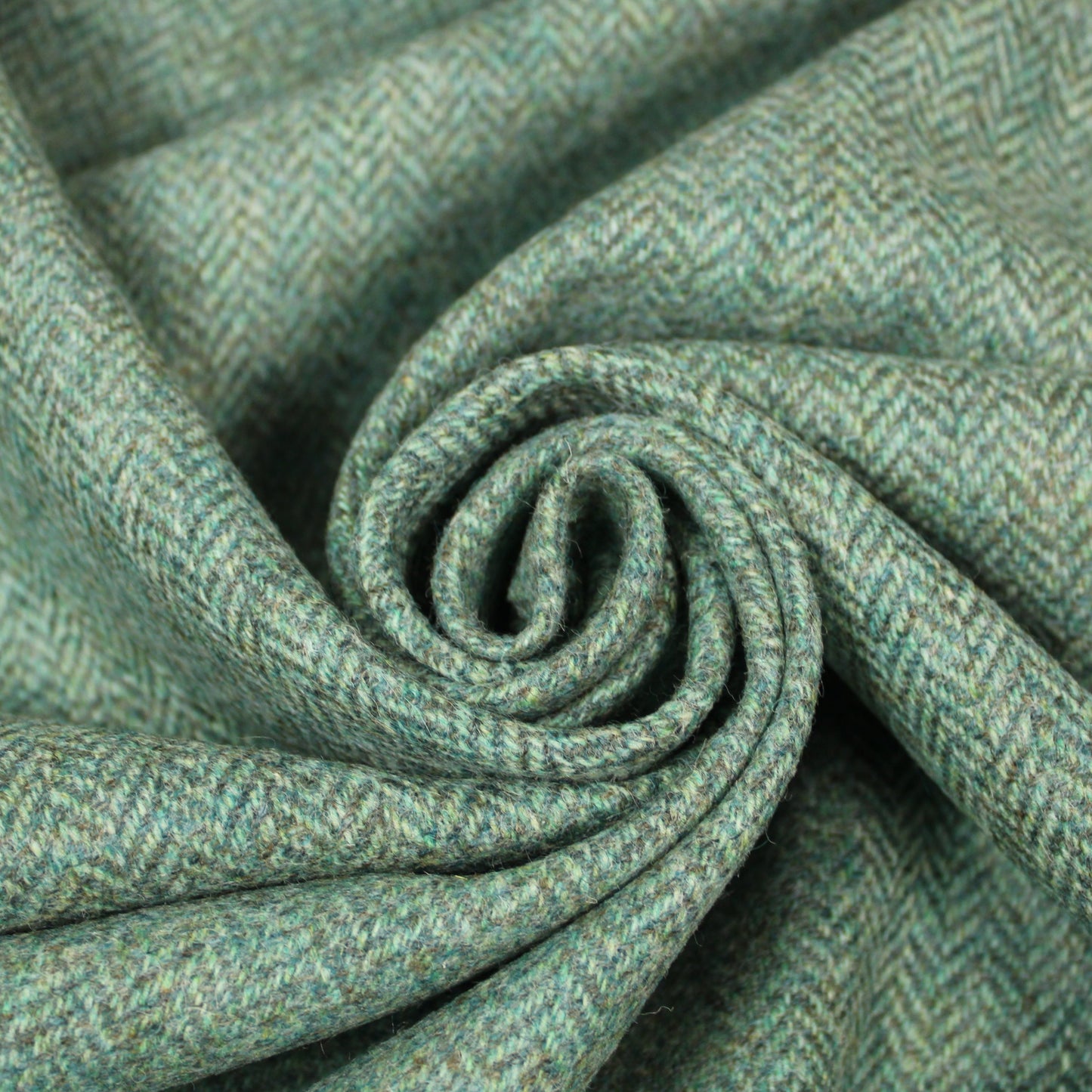 Tissu tweed de laine - à chevron - vert d'eau - photo 1/5 | So Tissus