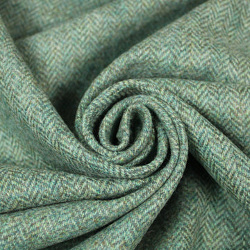 Tissu tweed de laine - à chevron - vert d'eau