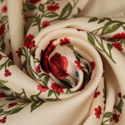 Tissu twill  - imprimé fleurs multicolore - ton nude - photo 1/5 | So Tissus
