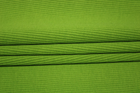 Tissu maille coton côtelé stretch - vert pomme - photo 2/4 | So Tissus