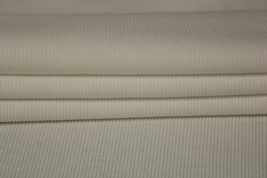 Tissu maille coton côtelé stretch - blanc