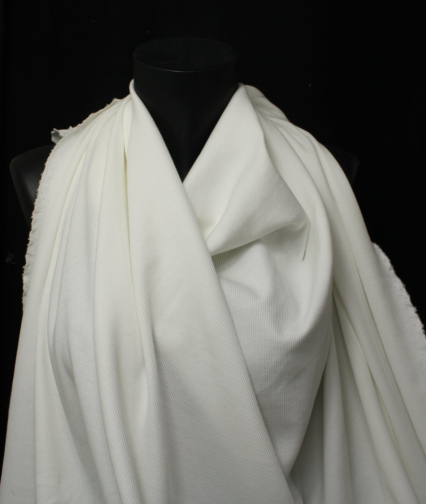 Tissu maille coton côtelé stretch - blanc - photo 3/3 | So Tissus