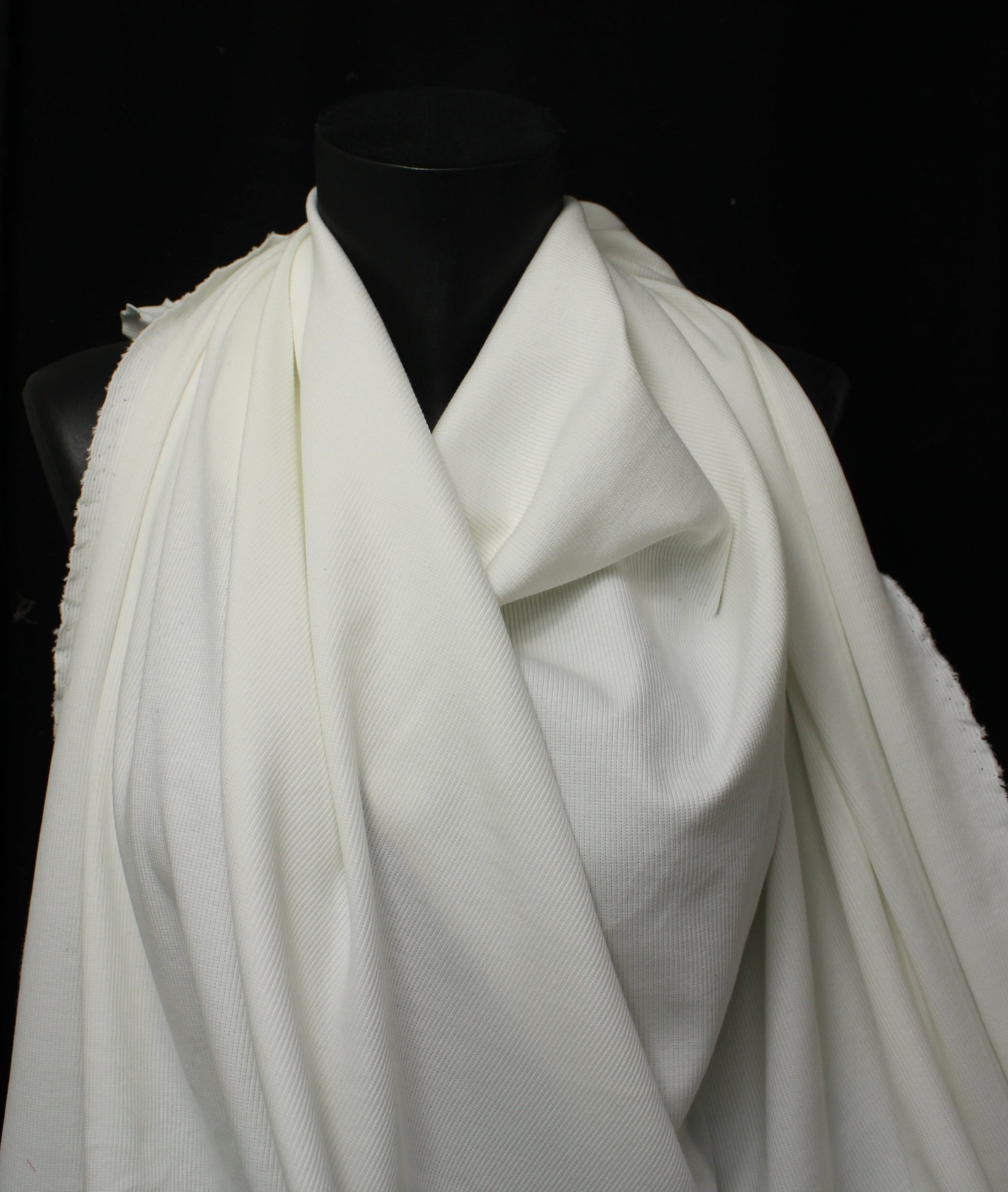 Tissu maille coton côtelé stretch - blanc - photo 3/3 | So Tissus