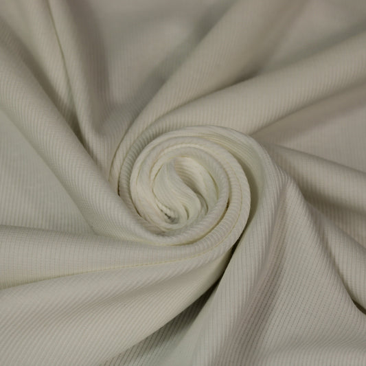 Tissu maille coton côtelé stretch - blanc - photo 1/3 | So Tissus