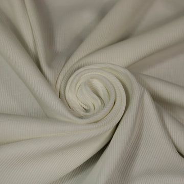 Tissu maille coton côtelé stretch - blanc